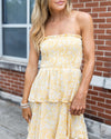 Lucy Tiered Smocked Strapless Dress - Dandelion