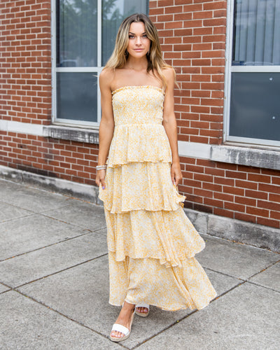 Lucy Tiered Smocked Strapless Dress - Dandelion
