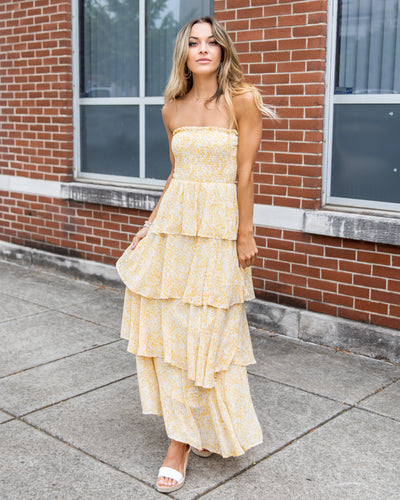Lucy Tiered Smocked Strapless Dress - Dandelion