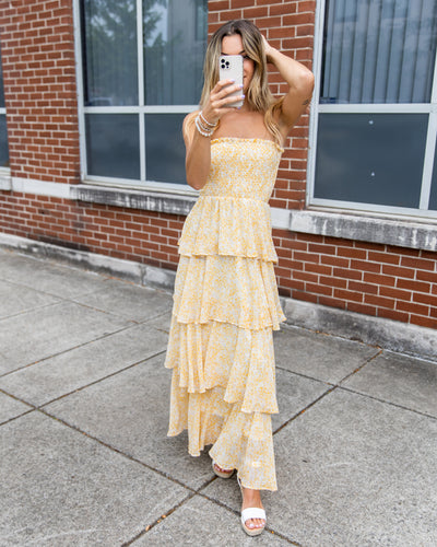 Lucy Tiered Smocked Strapless Dress - Dandelion