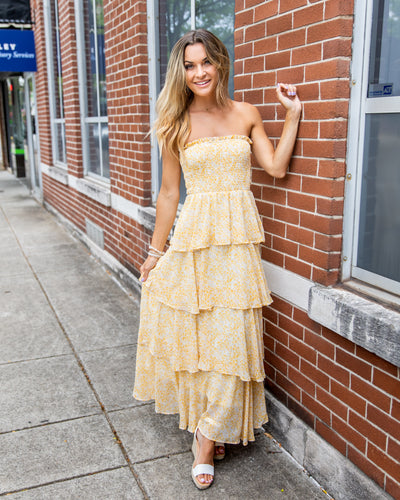 Lucy Tiered Smocked Strapless Dress - Dandelion