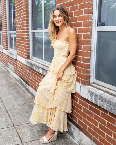 Lucy Tiered Smocked Strapless Dress - Dandelion