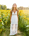 Lyndie Smocked Lace Maxi - Off White