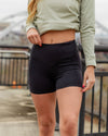 Madeline V-Band High Waist Biker Shorts - Black