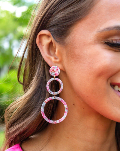 Make An Impression Statement Earrings - Pink