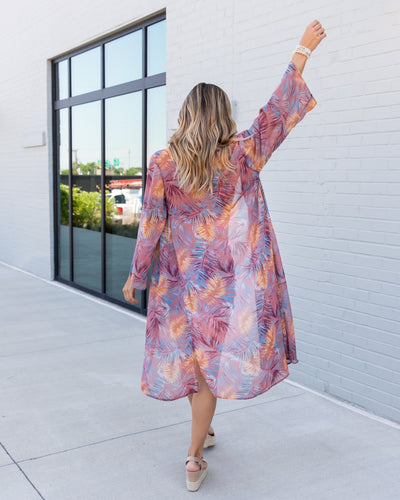 Malia Palm Print Kimono - Mauve