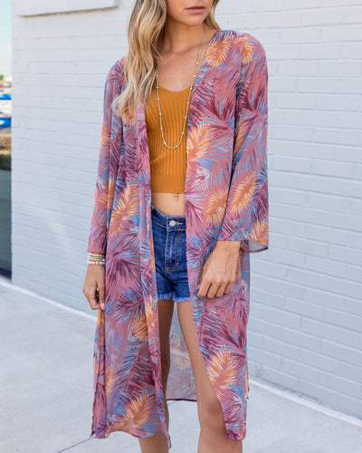 Malia Palm Print Kimono - Mauve