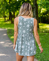 Mandy Ribbed Babydoll Tank - Sage