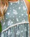 Mandy Ribbed Babydoll Tank - Sage