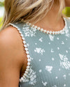 Mandy Ribbed Babydoll Tank - Sage