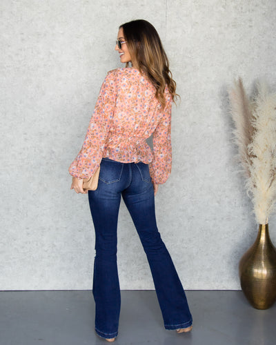 Marcy Smocked Floral Top - Salmon Multi