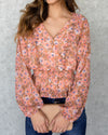Marcy Smocked Floral Top - Salmon Multi
