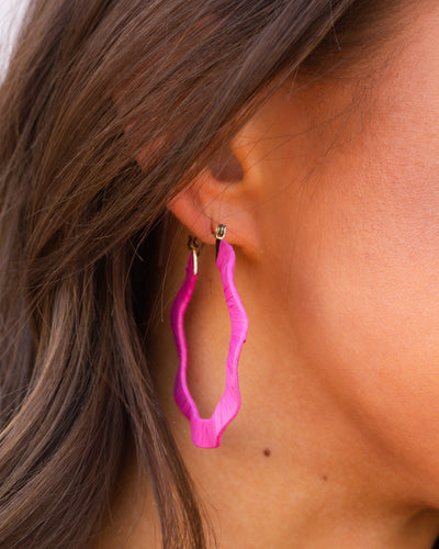 Meg Hoop Earrings - Hot Pink