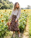 Brina Paisley Ruffle Skirt - Mocha