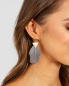 Melissa Feather Earrings - Grey