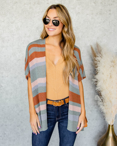 Micah Lightweight Cardigan - Olive Multi