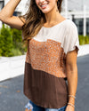 Mindy Color Block Top - Tan Multi