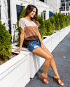 Mindy Color Block Top - Tan Multi