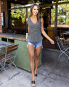 Oceanside V-Neck Tank - Black/Off White