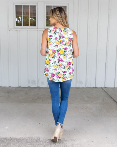Penni Floral Lace Tank - White