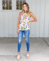 Penni Floral Lace Tank - White