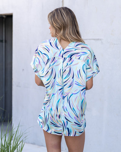 Phoebe Multi Print V-Neck Top - Mint