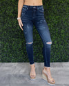 Piper Distressed Skinny Jeans - Dark Wash