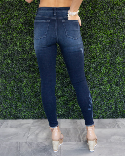 Piper Distressed Skinny Jeans - Dark Wash