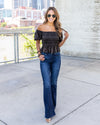 Presley Smocked Off Shoulder Leopard Print Top - Black