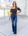 Presley Smocked Off Shoulder Leopard Print Top - Black
