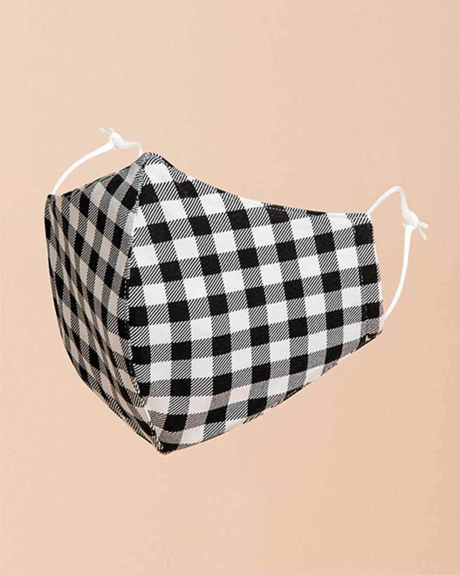 Rachel Gingham Face Mask - Black/White