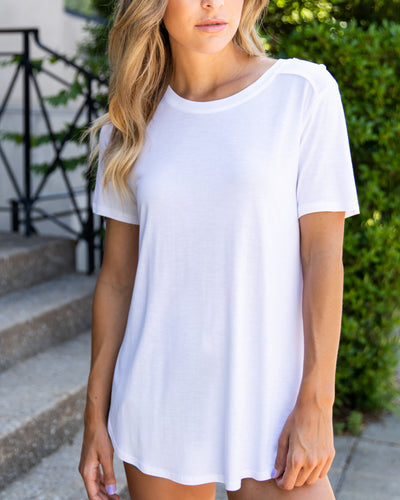 Rachel Tulip Hem Top - White