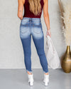Rae Button Fly Distressed Skinny Jeans - Medium Wash