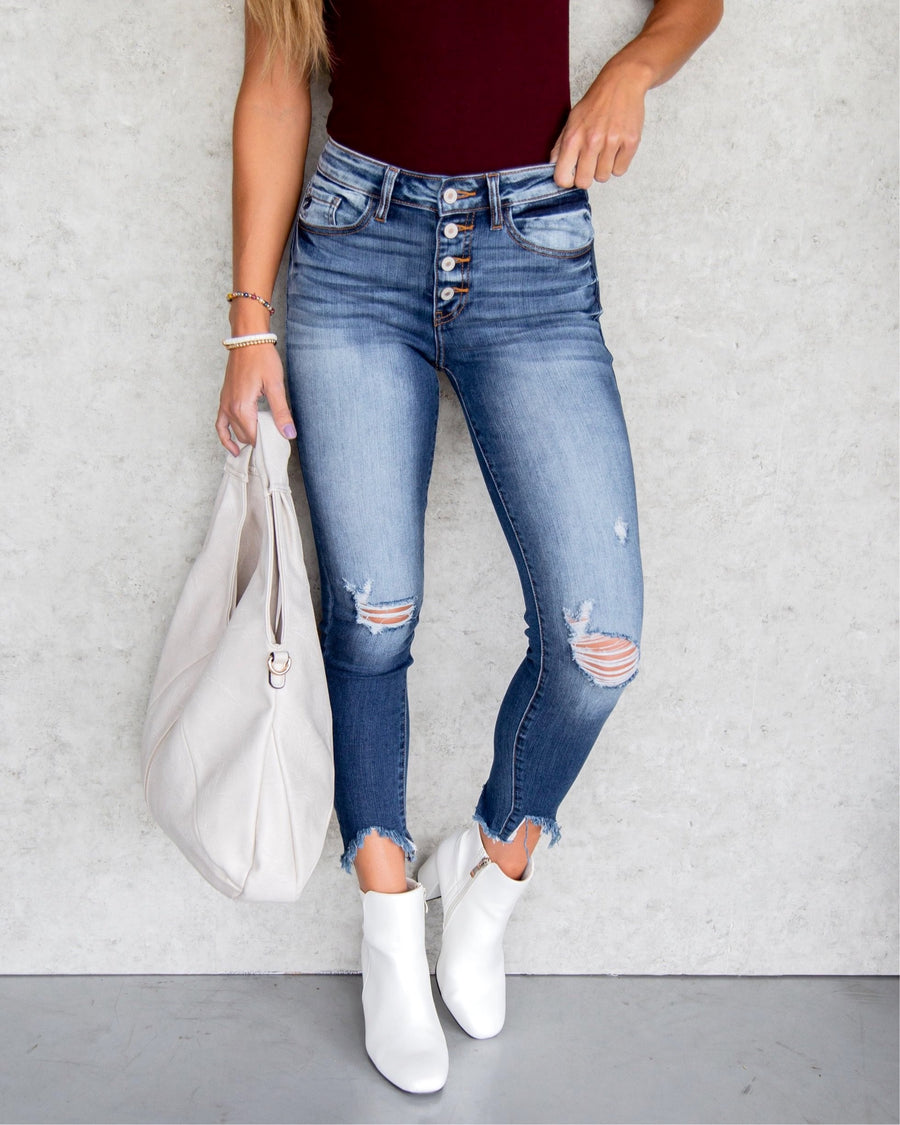 Bentley Distressed Skinny Jeans - Light Wash - Eleven Oaks Boutique