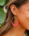 Rebecca Beaded Hoop Earrings - Hot Pink