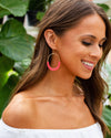 Rebecca Beaded Hoop Earrings - Hot Pink