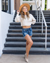 Reece Cropped Boat Neck Sweater - Cream