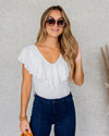 Reed Ribbed Ruffle Bodysuit - Off White