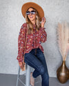 Reese Floral Swiss Dot Top - Burnt Red
