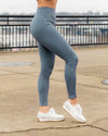 Reese Ribbed Seamless High Waisted Leggings - Sea Blue