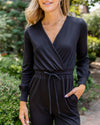 Rosalie Crossover Pocketed Jumpsuit - Black