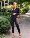 Rosalie Crossover Pocketed Jumpsuit - Black