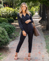 Rosalie Crossover Pocketed Jumpsuit - Black