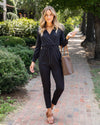 Rosalie Crossover Pocketed Jumpsuit - Black