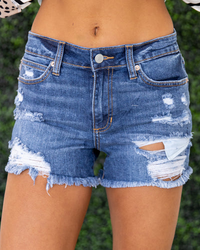 Sabrina Distressed Shorts - Medium Wash