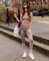 Savannah Leopard Print Shimmer Padded Sports Bra - Mauve
