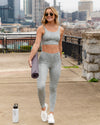 Savannah Leopard Print Shimmer Padded Sports Bra - Sage