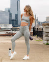 Savannah Leopard Print Shimmer Padded Sports Bra - Sage