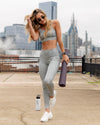 Savannah Leopard Print Shimmer Padded Sports Bra - Sage
