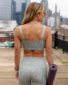 Savannah Leopard Print Shimmer Padded Sports Bra - Sage